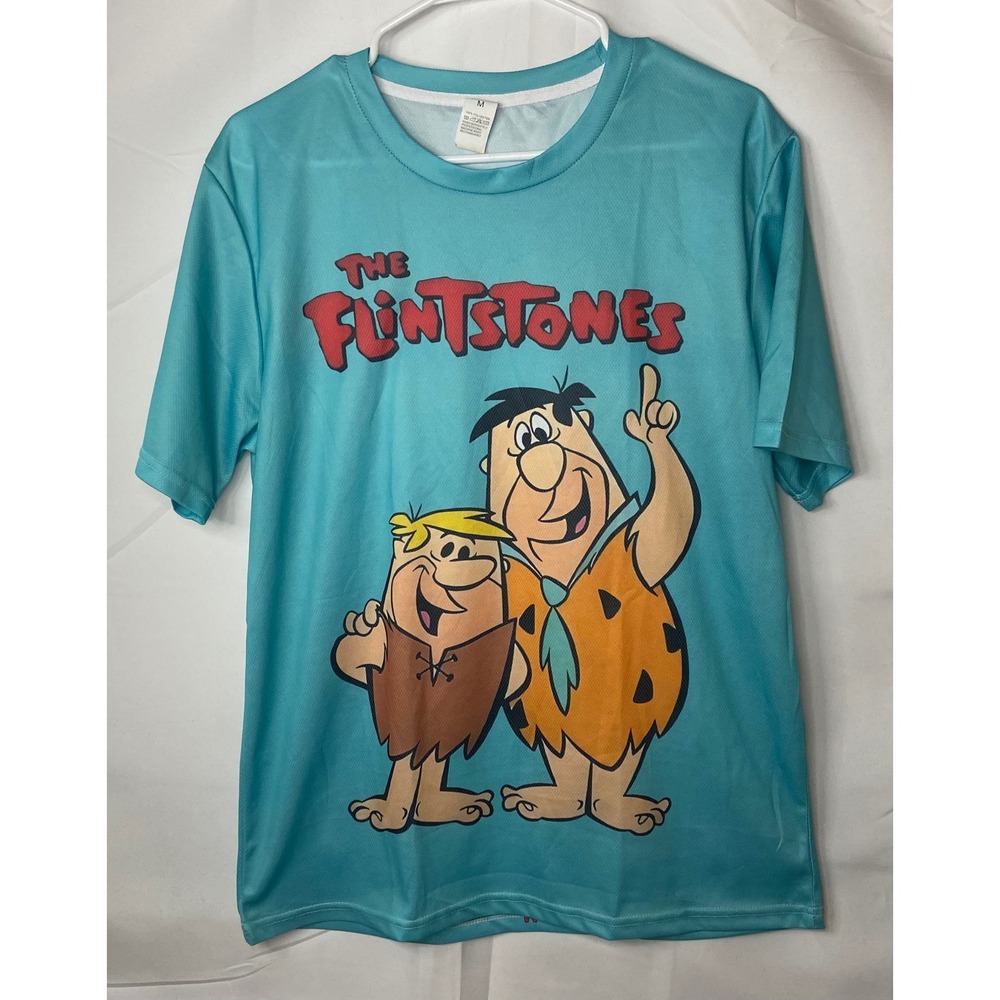 The‎ Flintstones Fred & Barney Graphic T-Shirt Adult Medium Teal Cartoon Tee - Picture 7 of 8